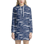 Ornamental Fish Pattern Print Hoodie Dress