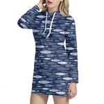 Ornamental Fish Pattern Print Hoodie Dress