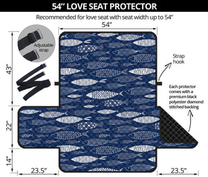 Ornamental Fish Pattern Print Loveseat Protector