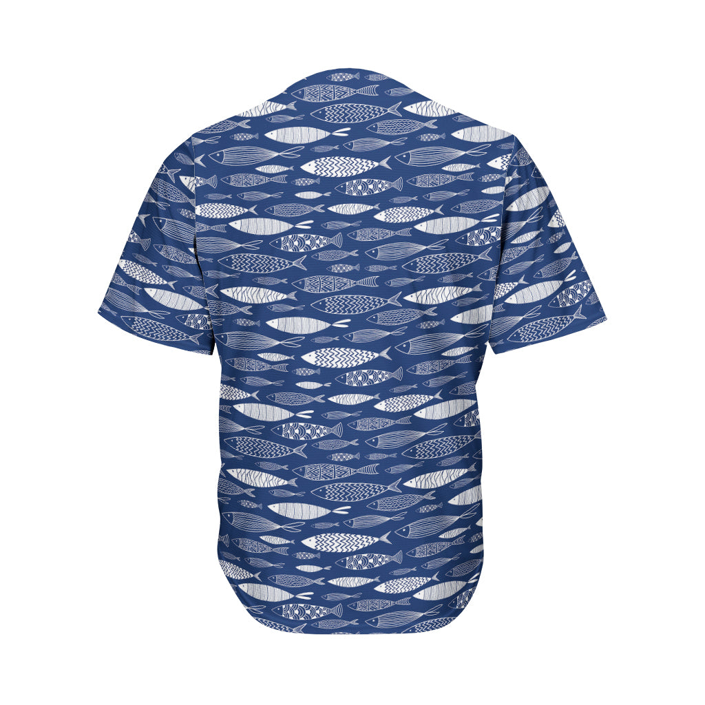 Ornamental Fish Pattern Print Men's Baseball Jersey