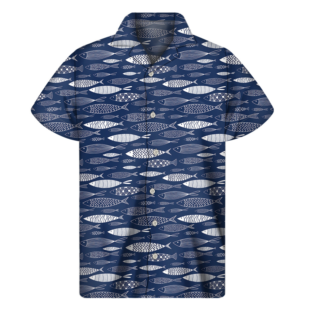 Ornamental Fish Pattern Print Men's Short Sleeve Shirt