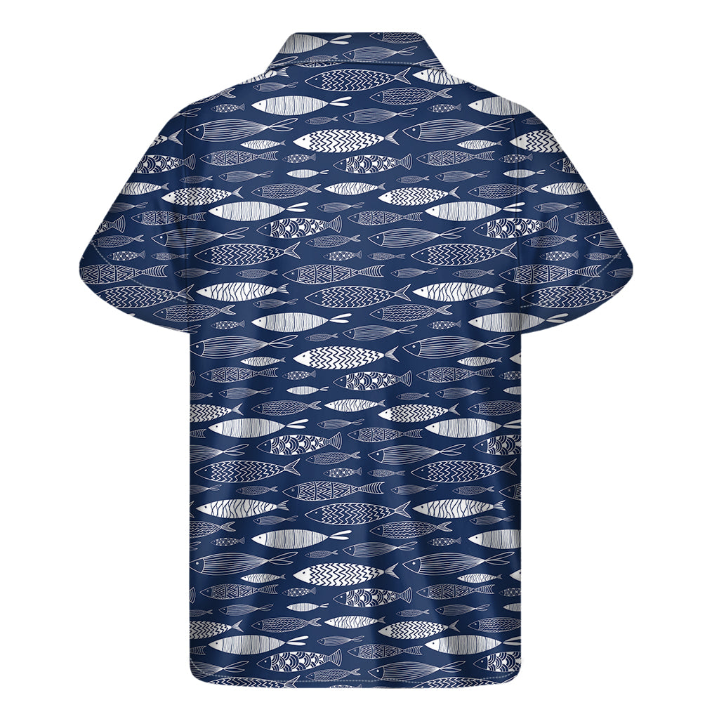 Ornamental Fish Pattern Print Men's Short Sleeve Shirt