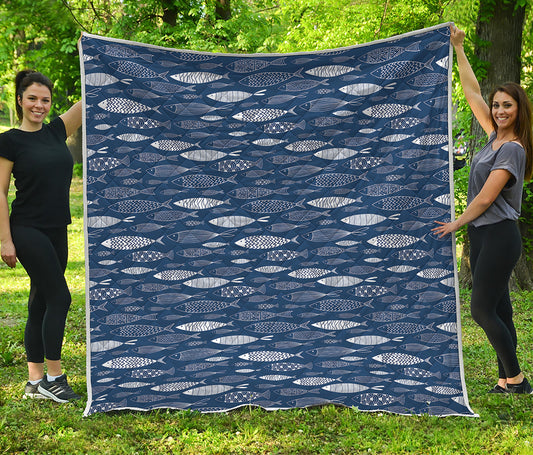 Ornamental Fish Pattern Print Quilt