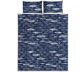 Ornamental Fish Pattern Print Quilt Bed Set