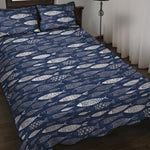 Ornamental Fish Pattern Print Quilt Bed Set