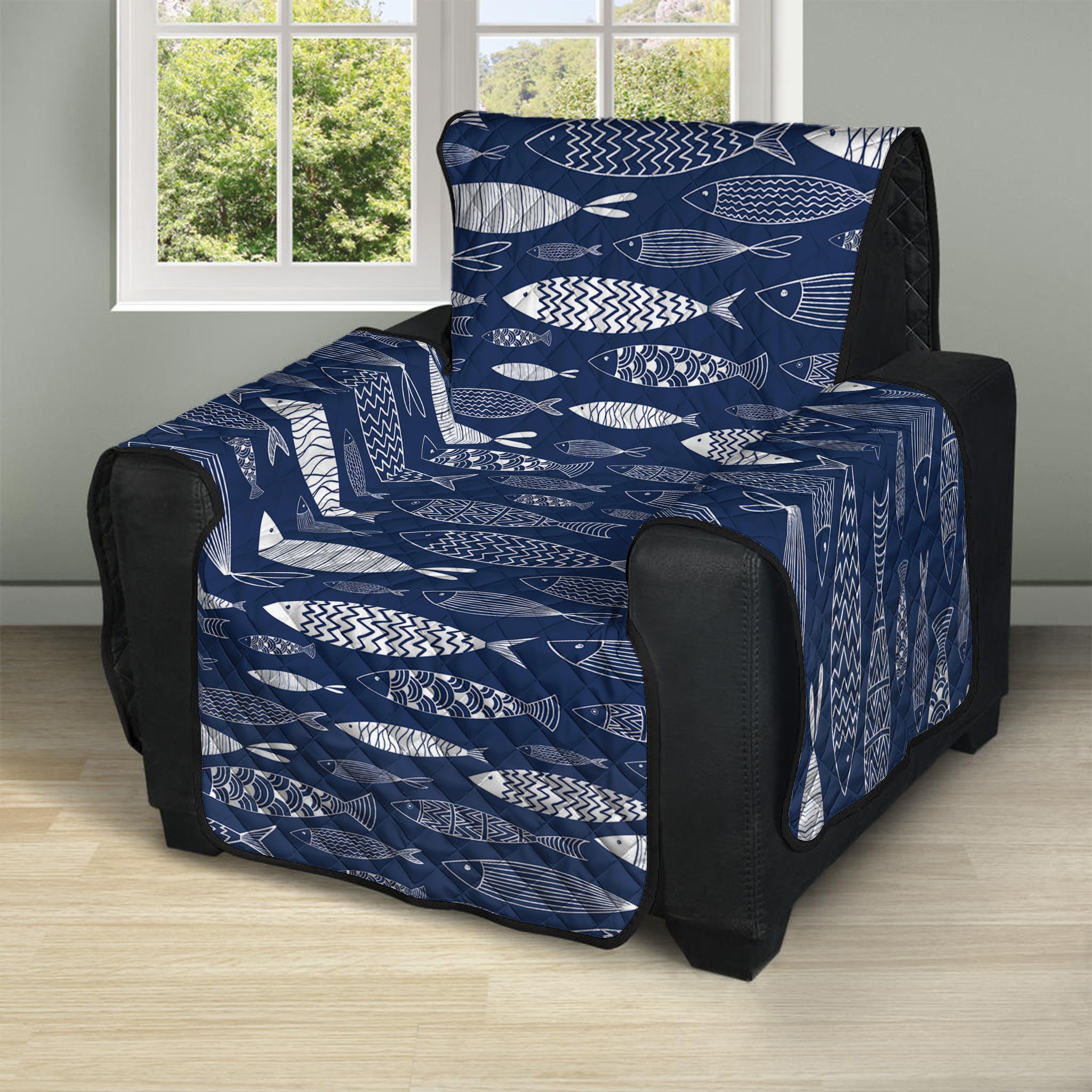 Ornamental Fish Pattern Print Recliner Protector