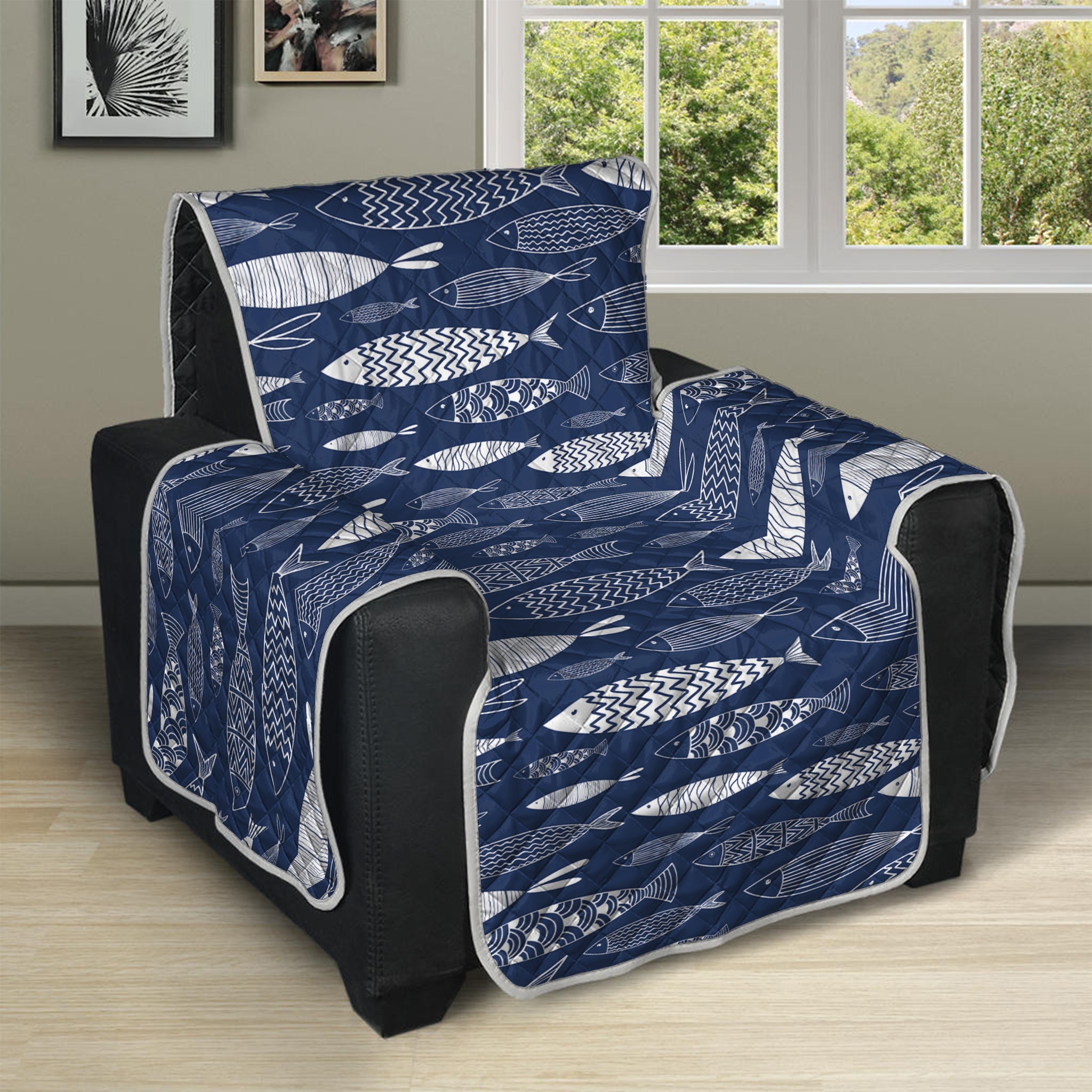 Ornamental Fish Pattern Print Recliner Protector