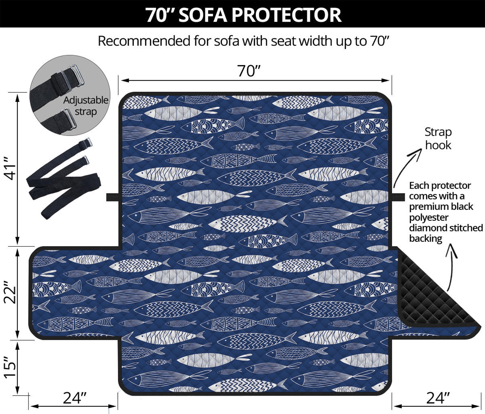 Ornamental Fish Pattern Print Sofa Protector