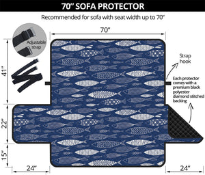 Ornamental Fish Pattern Print Sofa Protector