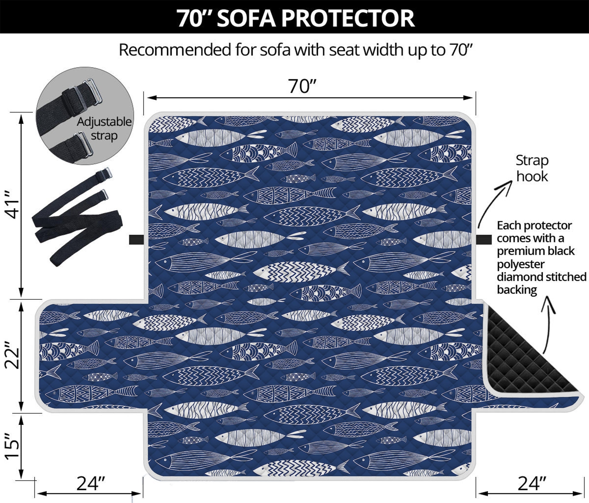 Ornamental Fish Pattern Print Sofa Protector