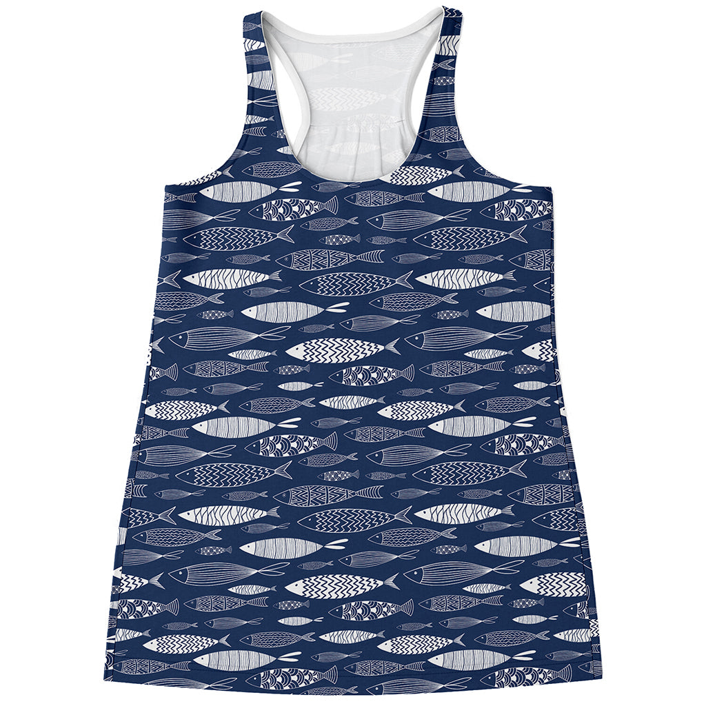 Ornamental Fish Pattern Print Women's Racerback Tank Top