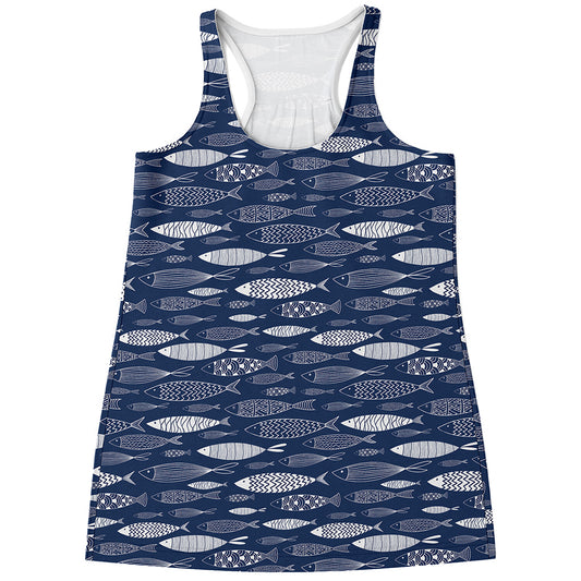 Ornamental Fish Pattern Print Women's Racerback Tank Top