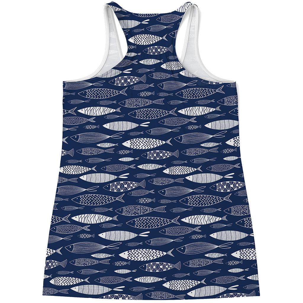 Ornamental Fish Pattern Print Women's Racerback Tank Top