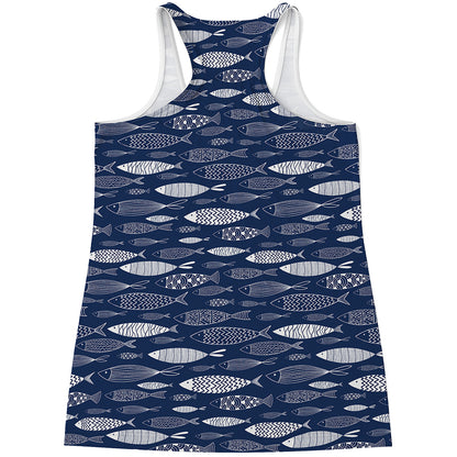 Ornamental Fish Pattern Print Women's Racerback Tank Top