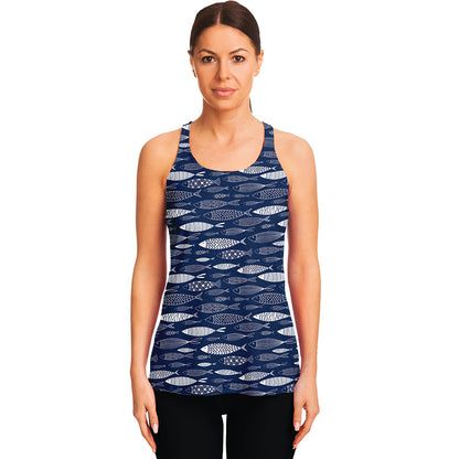Ornamental Fish Pattern Print Women's Racerback Tank Top