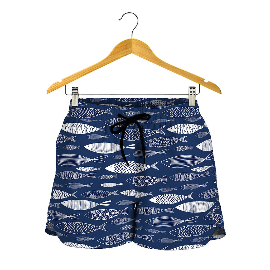 Ornamental Fish Pattern Print Women's Shorts