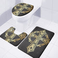 Ornamental Golden Cross Print 3 Piece Bath Mat Set