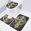 Ornamental Golden Cross Print 3 Piece Bath Mat Set