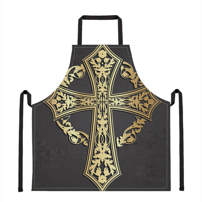 Ornamental Golden Cross Print Apron