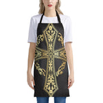Ornamental Golden Cross Print Apron