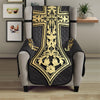 Ornamental Golden Cross Print Armchair Protector