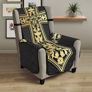 Ornamental Golden Cross Print Armchair Protector