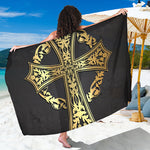 Ornamental Golden Cross Print Beach Sarong Wrap