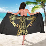 Ornamental Golden Cross Print Beach Sarong Wrap