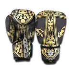 Ornamental Golden Cross Print Boxing Gloves