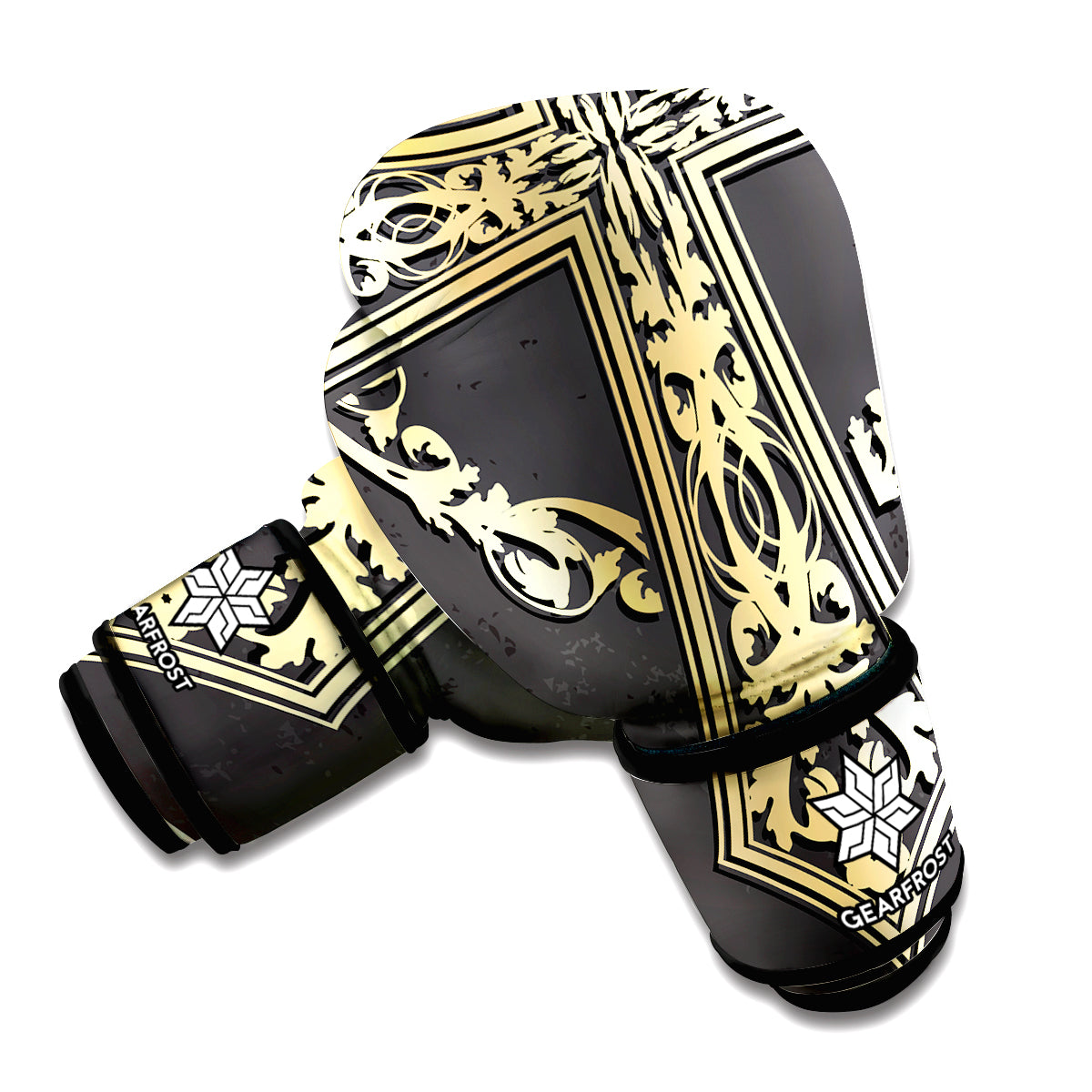 Ornamental Golden Cross Print Boxing Gloves