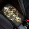 Ornamental Golden Cross Print Car Center Console Cover