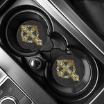 Ornamental Golden Cross Print Car Coasters