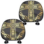 Ornamental Golden Cross Print Car Headrest Covers