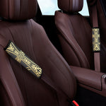 Ornamental Golden Cross Print Car Seat Belt Covers