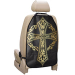 Ornamental Golden Cross Print Car Seat Organizers