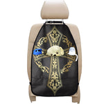 Ornamental Golden Cross Print Car Seat Organizers