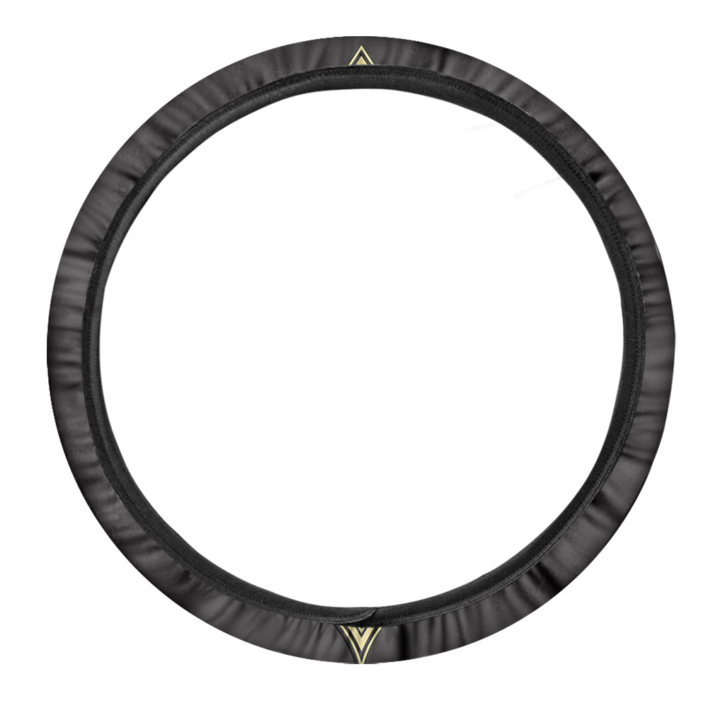 Ornamental Golden Cross Print Car Steering Wheel Cover
