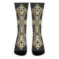 Ornamental Golden Cross Print Crew Socks