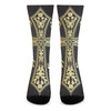 Ornamental Golden Cross Print Crew Socks