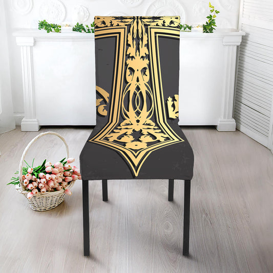Ornamental Golden Cross Print Dining Chair Slipcover