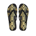 Ornamental Golden Cross Print Flip Flops