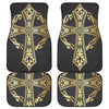 Ornamental Golden Cross Print Front and Back Car Floor Mats