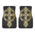 Ornamental Golden Cross Print Front Car Floor Mats