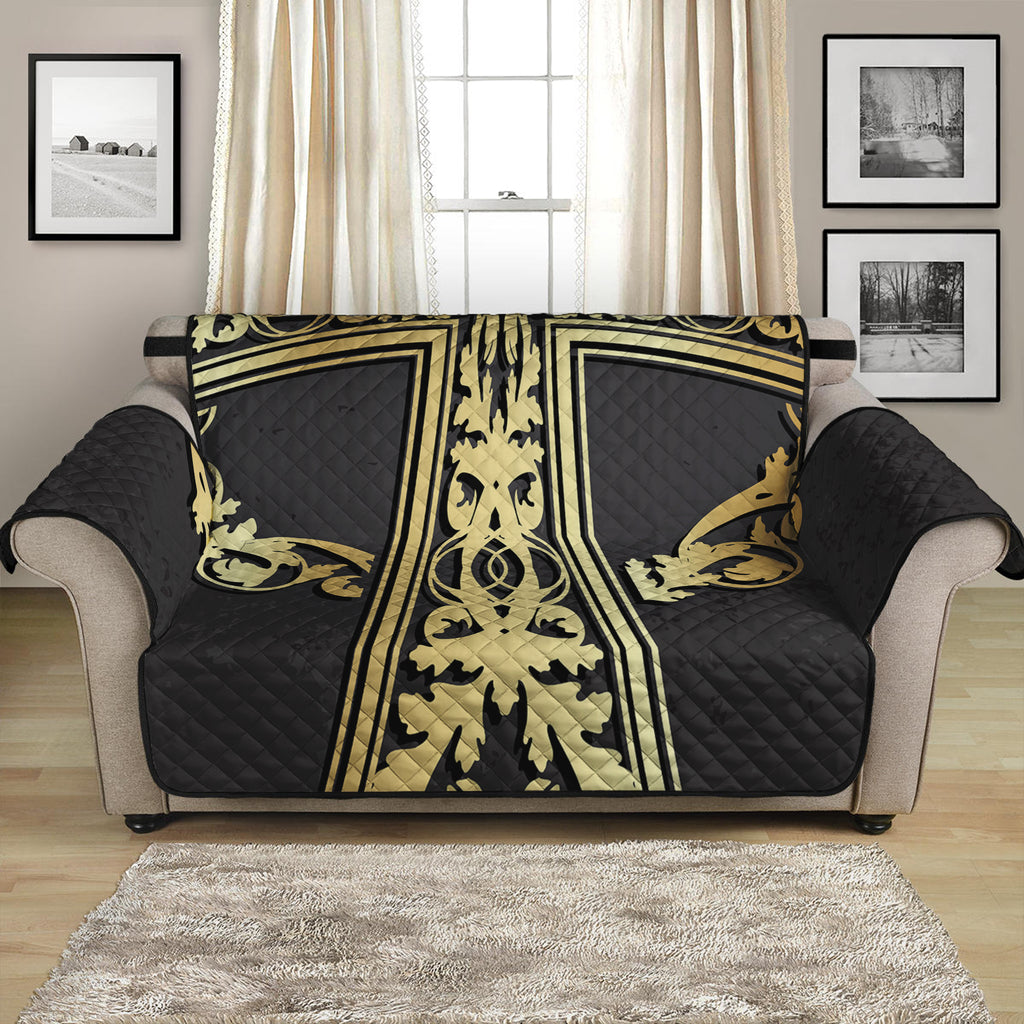 Ornamental Golden Cross Print Loveseat Protector