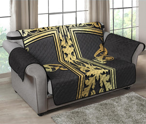 Ornamental Golden Cross Print Loveseat Protector