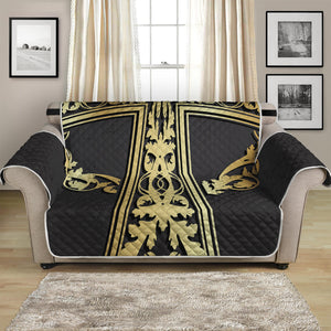 Ornamental Golden Cross Print Loveseat Protector