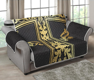 Ornamental Golden Cross Print Loveseat Protector