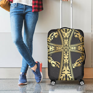 Ornamental Golden Cross Print Luggage Cover