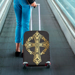 Ornamental Golden Cross Print Luggage Cover