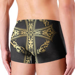 Ornamental Golden Cross Print Men's Boxer Briefs